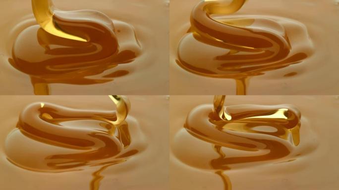 蜂蜜在慢动作中倾倒