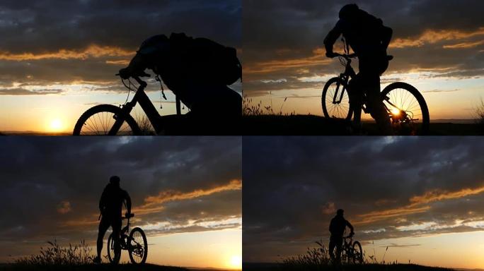 4 k男性山地自行车手攀爬