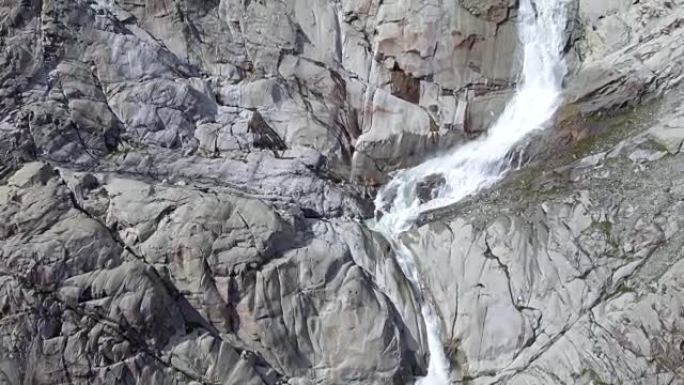 罗纳河冰川瀑布的鸟瞰图
