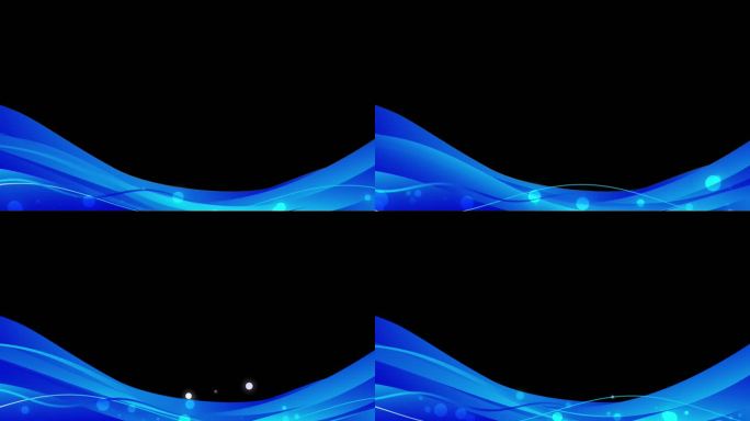 透明蓝色线条波浪形粒子边框视频