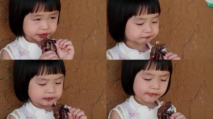 小女孩喜欢吃冰淇淋