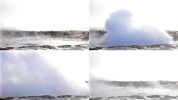 冰岛Strokkur间歇泉喷发的慢动作