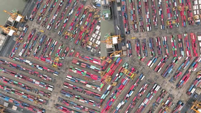 曼谷港集装箱船的鸟瞰图