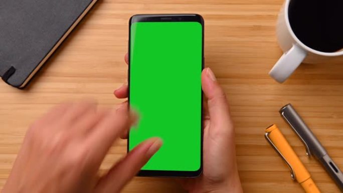 智能手机显示绿屏手机屏幕特写绿幕抠像手机
