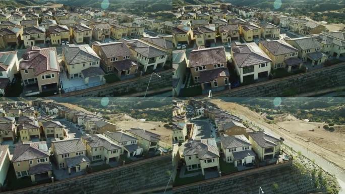 无人机拍摄了南加州新建的郊区街道
