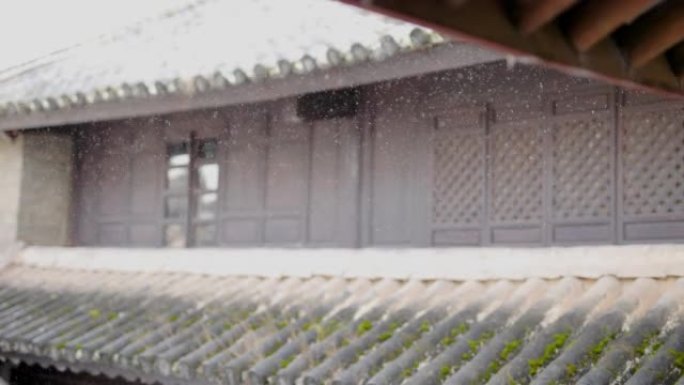 Chinese folk houses in the rain