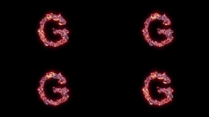 玫瑰发光时尚宝石字体-黑色字母G，孤立循环视频