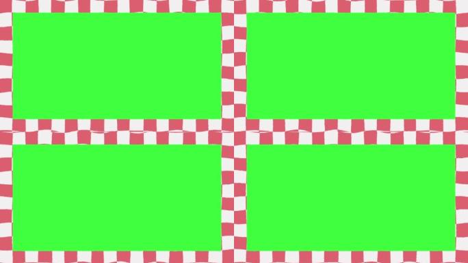 波浪红色跳棋绿色屏幕动画边框。