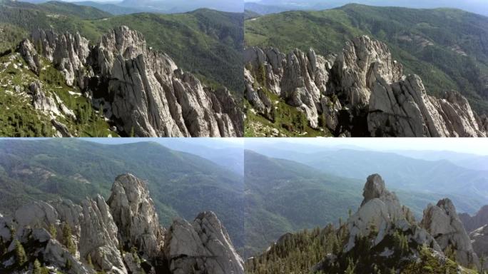 加利福尼亚州城堡峭壁的空中崎peak的山峰