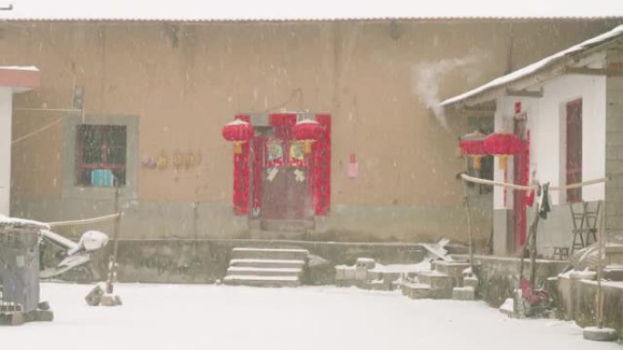 春节期间中国农村的冬季景象