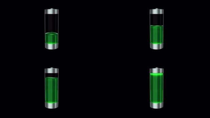 带有alpha通道的绿色液体充电水平指示器的生态电池充电