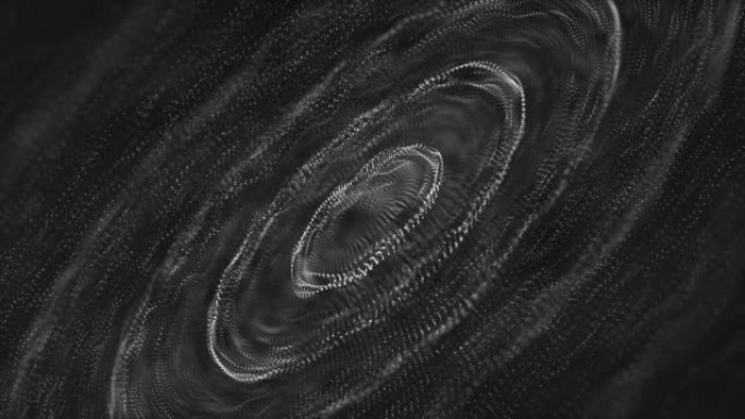 抽象的漩涡波粒子形成流动的发光线点软灰色背景