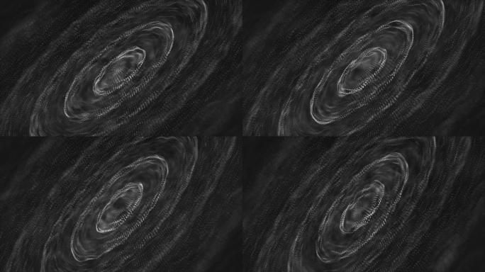 抽象的漩涡波粒子形成流动的发光线点软灰色背景