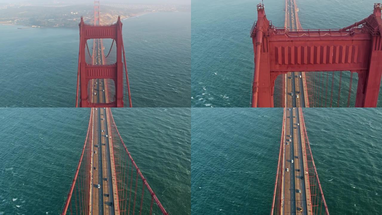 旧金山金门大桥和高速公路塔上方架空