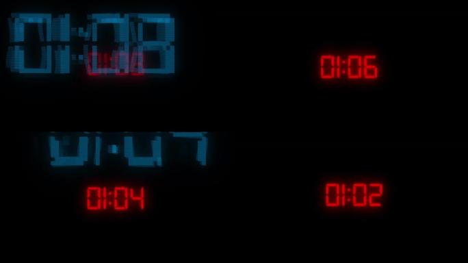 黑色背景上发光发光二极管电子白色数字的数字计数器计数计数器。