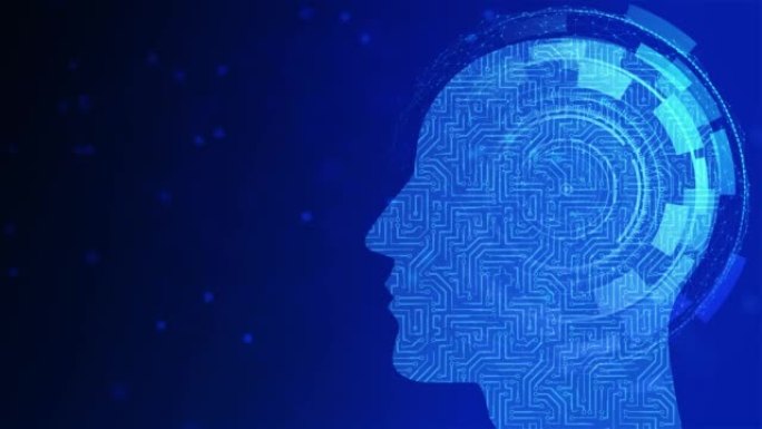 4k未来派人工智能AI。虚拟技术网络和人的概念循环背景。
