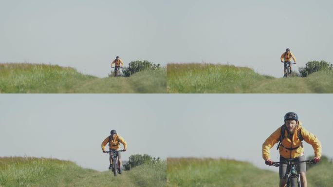 慢动作: 男子山地车自行车骑手