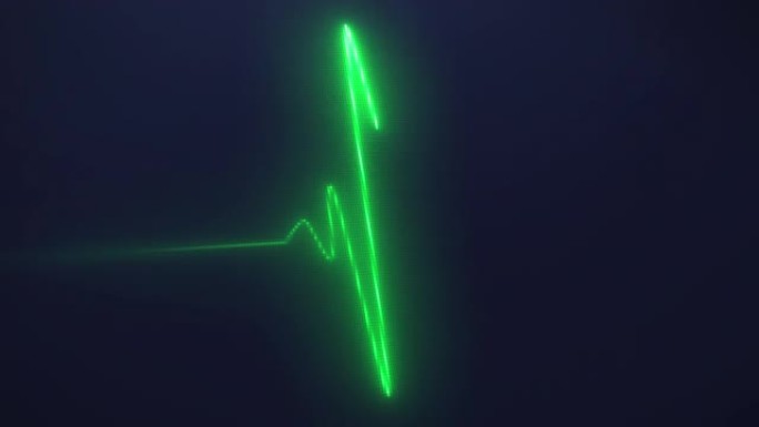 黑色孤立背景上的霓虹灯心跳。4k无缝循环动画。心电图和心脏脉动背景。显示屏医学研究。紧张，压力，心电