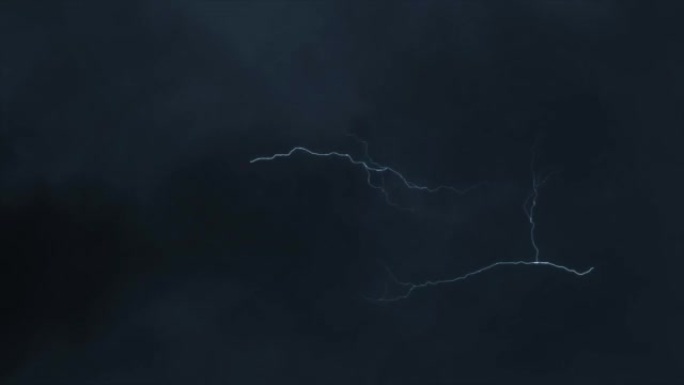 3D无缝循环动画的闪电和下雨4K。惊雷中的闪电