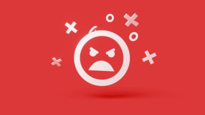 Angry 3d icon on a simple red background 4k seamle