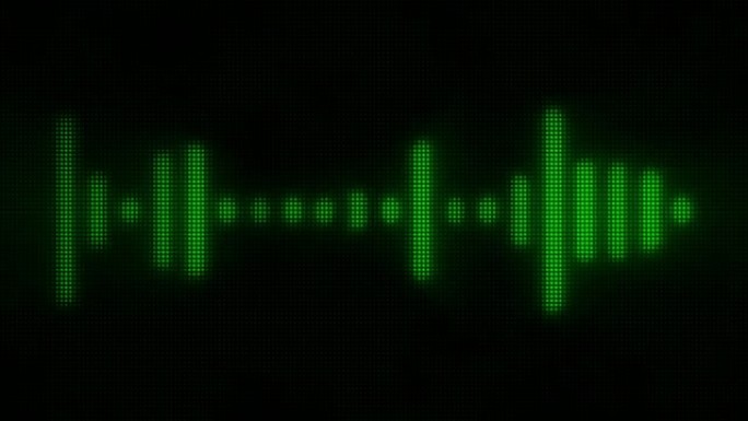 黑色背景上的动画绿光声波效果隔离。