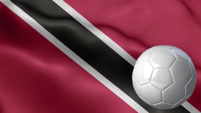 特立尼达和多巴哥国旗和足球-特立尼达和多巴哥国旗高细节-织物纹理和无尽循环-足球和旗帜