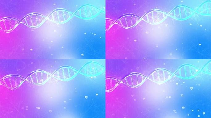 线框DNA分子结构网格在软蓝环背景4k。