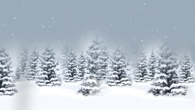 雪背景动画与树动画降雪，雪人，