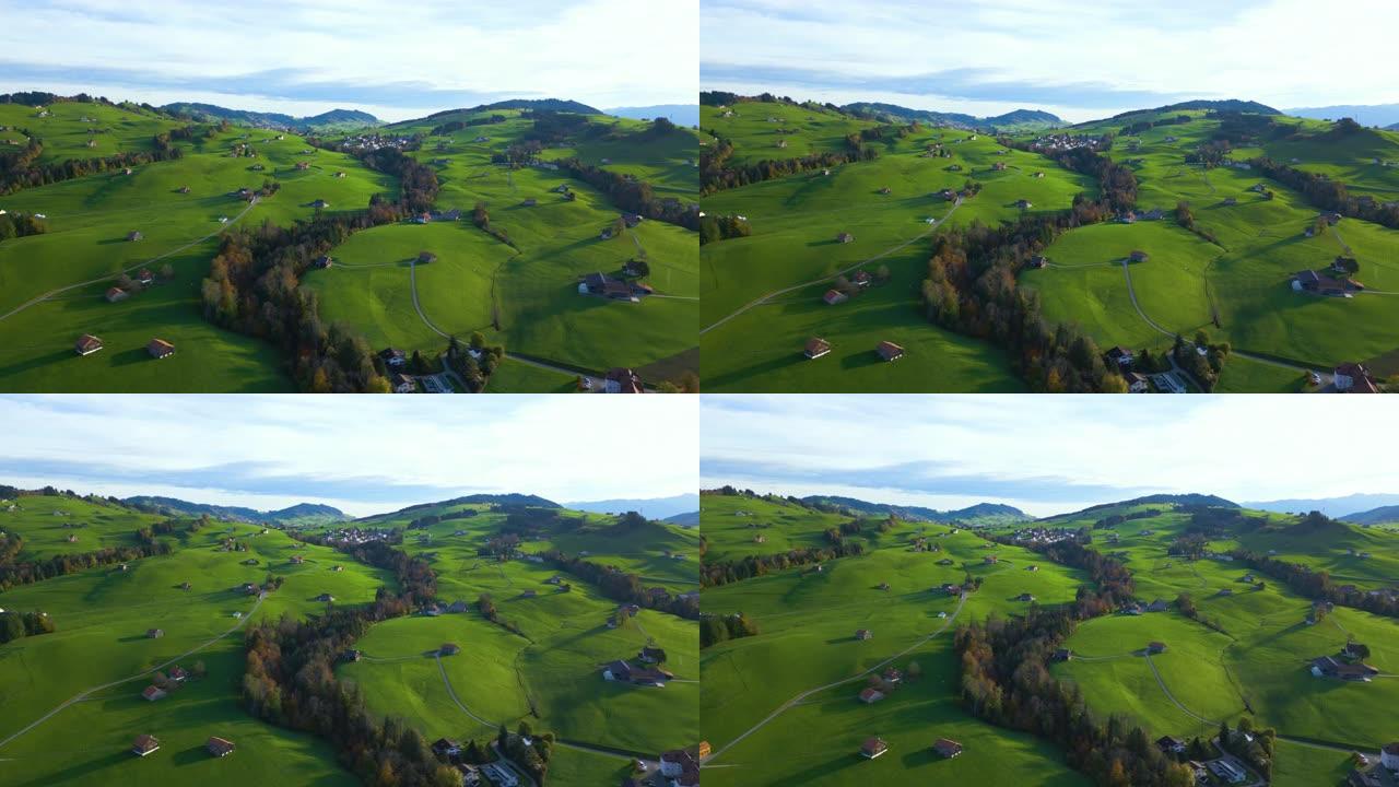 空中摄影车左阿彭策尔青山在瑞士