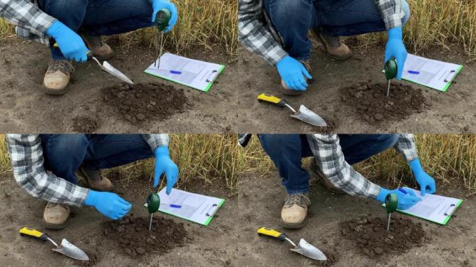 利用田间土壤测试仪对农民进行土壤质量的近距离检测