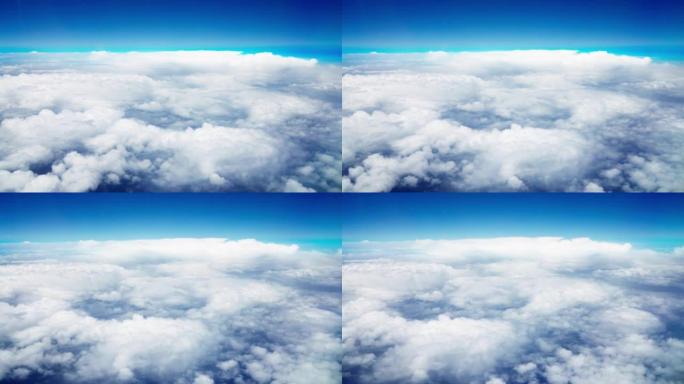 美丽蓬松的云层和蓝天的高角度视图。
