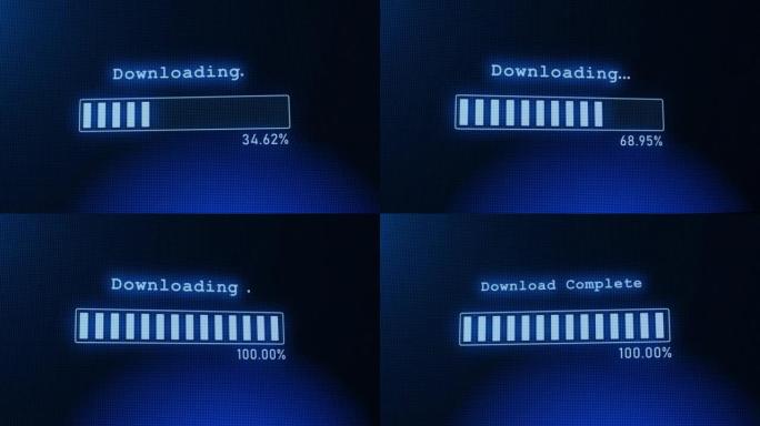 4k传输加载栏下载barloading屏幕像素化进度动画。