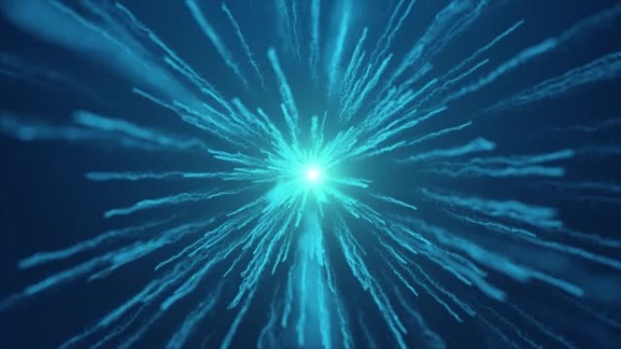 飞溅元素彩色粉末爆炸粒子蓝色循环背景