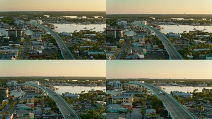 Ft马坦萨斯通道桥的鸟瞰图。佛罗里达州迈耶斯海滩