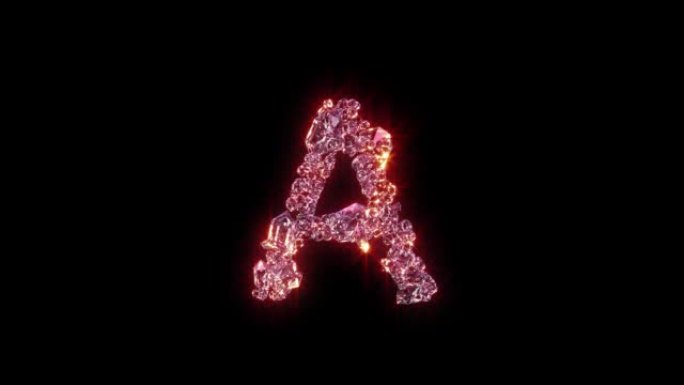 玫瑰照明迷人的宝石字母-黑色字母A，孤立循环视频