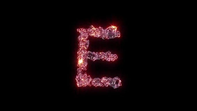 紫色闪亮时尚宝石字体-黑色字母E，孤立循环视频