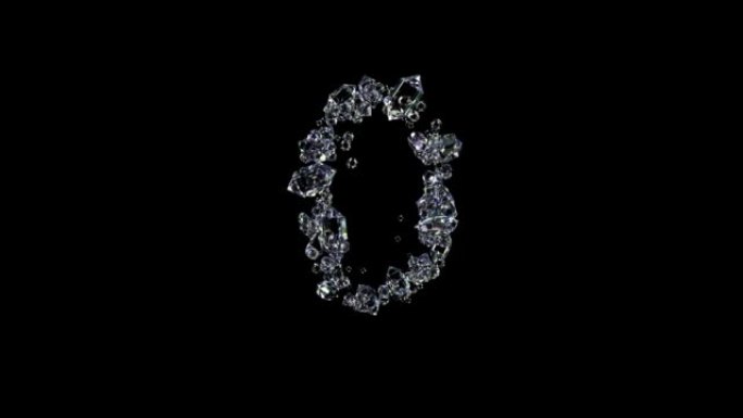 动画数字0-透明钻石宝石字体，孤立循环视频
