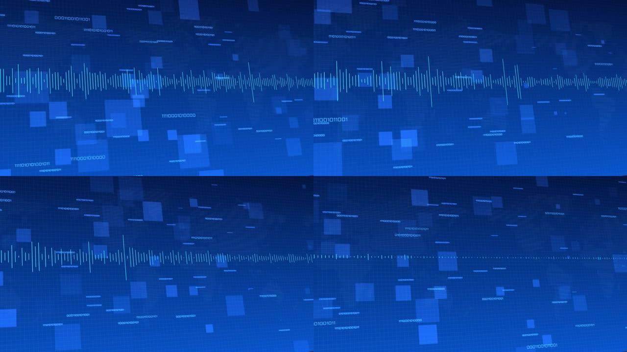 4k抽象数字音频来自音乐声波循环动画。