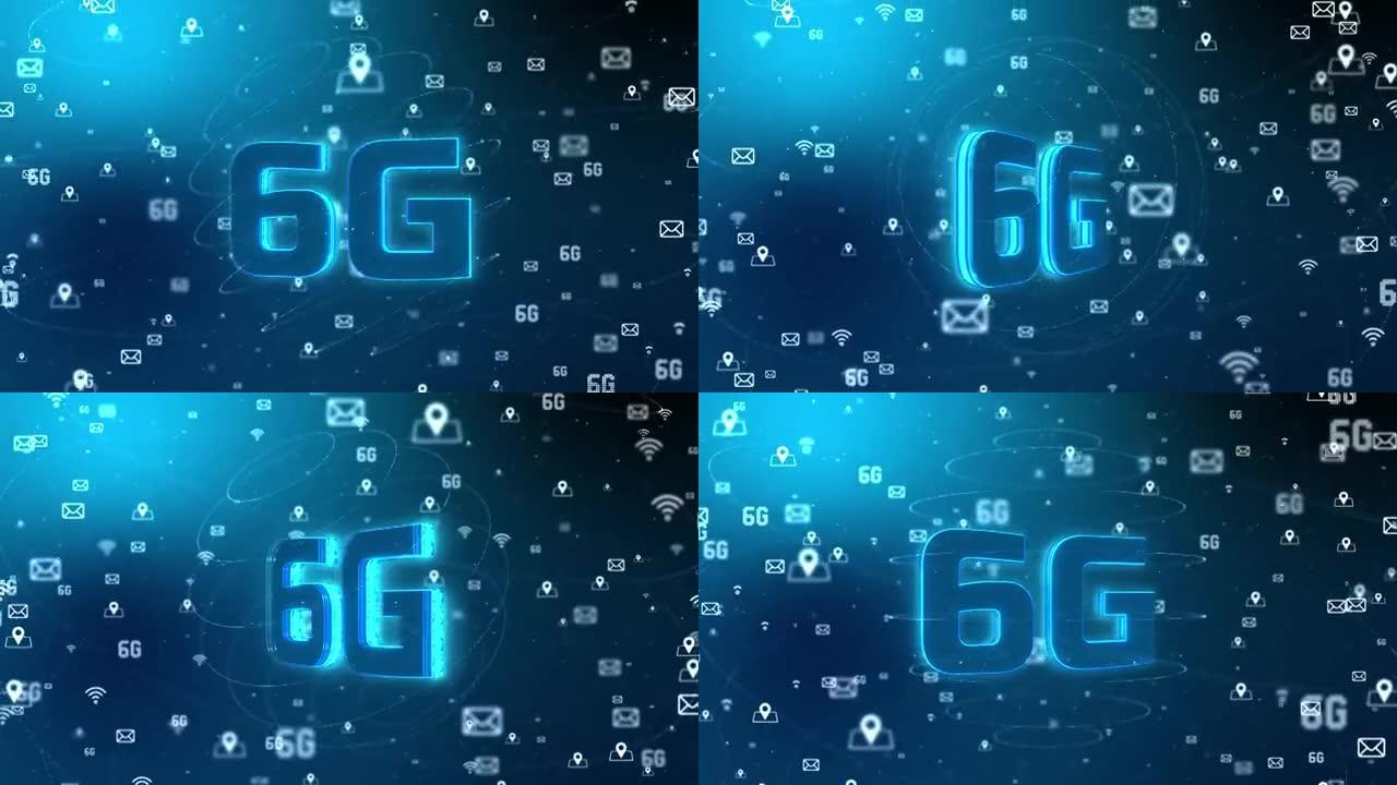 6g连接互联网上的人，5G Wifi节点转换循环动画。