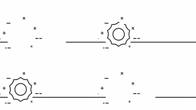 太阳。热，光合作用，太阳光线，夏天，热，紫外线，温暖，热。一个线条画动画。运动设计。动画技术标志。视