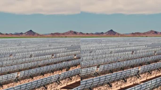 亚利桑那州太阳能农场的抛物线槽-垂直天线