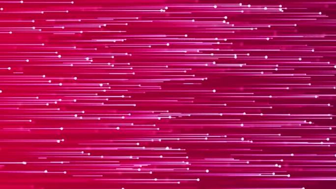 抽象粉红移动快速闪光粒子循环动画背景。