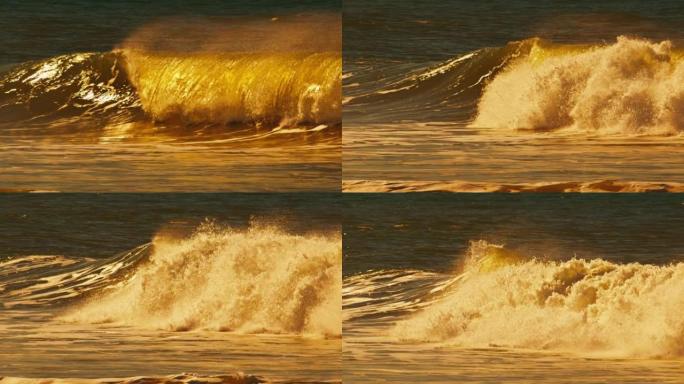 海浪在岸上断裂波涛汹涌惊涛骇浪巨浪浪花
