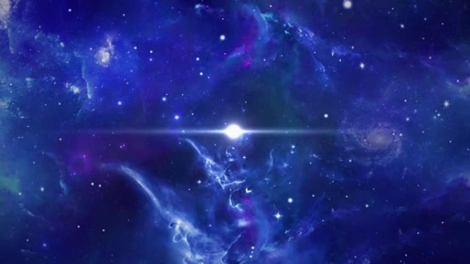 4K 3D蓝色自然暗星系视图恒星线延时夜空星星光圈背景。