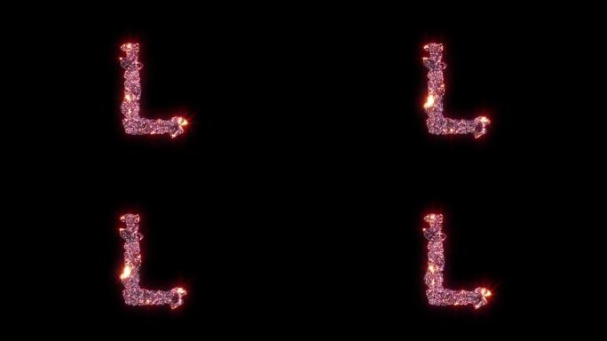 玫瑰闪亮勒克斯宝石字体-黑色字母L，孤立循环视频