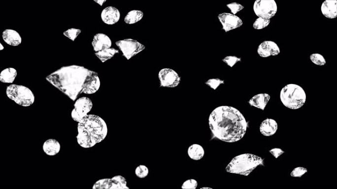 下落的钻石颗粒的高质量动画。无限循环绿色屏幕动画。