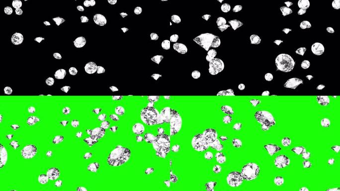 下落的钻石颗粒的高质量动画。无限循环绿色屏幕动画。