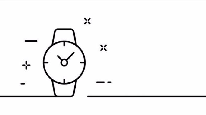 腕表。业务，工作，时间表，员工，计划，跟踪时间。时间管理理念。一个线条画动画。运动设计。动画技术标志