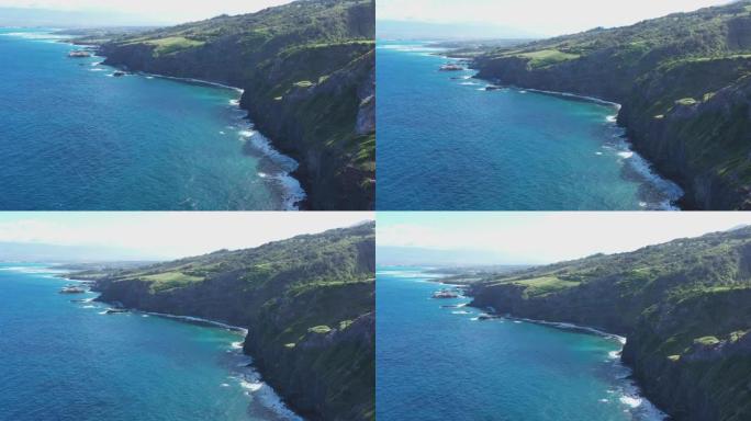 空中无人机拍摄岛屿海滩