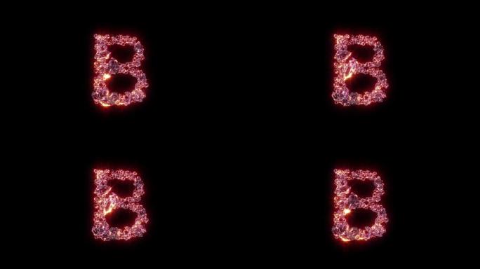 粉色闪亮魅力宝石字母-黑色字母B，孤立循环视频